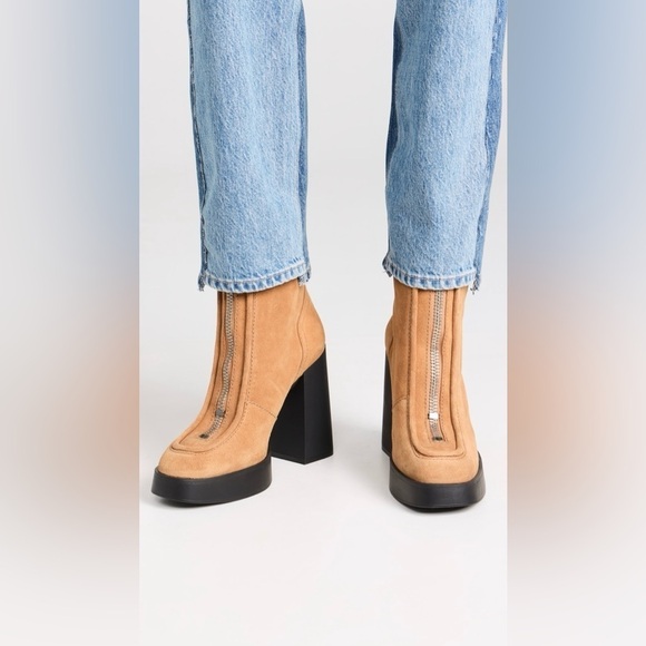 EUC Larroude Nicole Hi Heeled Boots in Toasted Tan Brown Suede, Size 9 - Picture 5 of 16